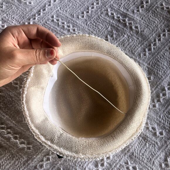 Vintage Straw Panama Hat with Flowers Union Made USA Cottagecore Garden - Picture 3 of 11